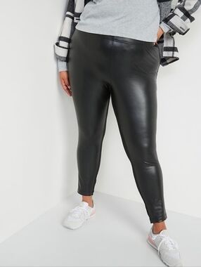 Faux-Leather Panel Leggings, Plus Size 3X